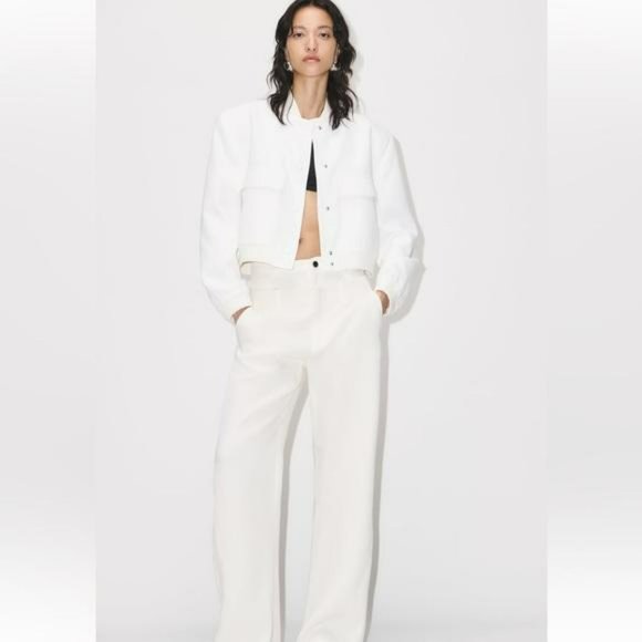 ZARA WHITE MAXI POCKET BOMBER - Picture 2 of 6